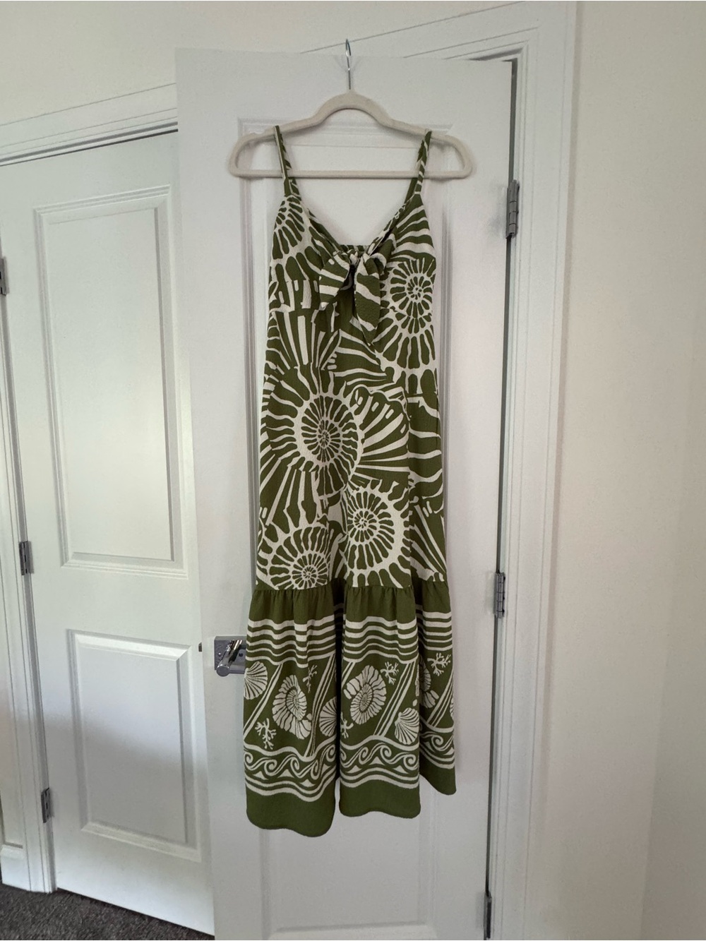 sofia by sofia vergara Olive Green and White Printed Maxi Dress